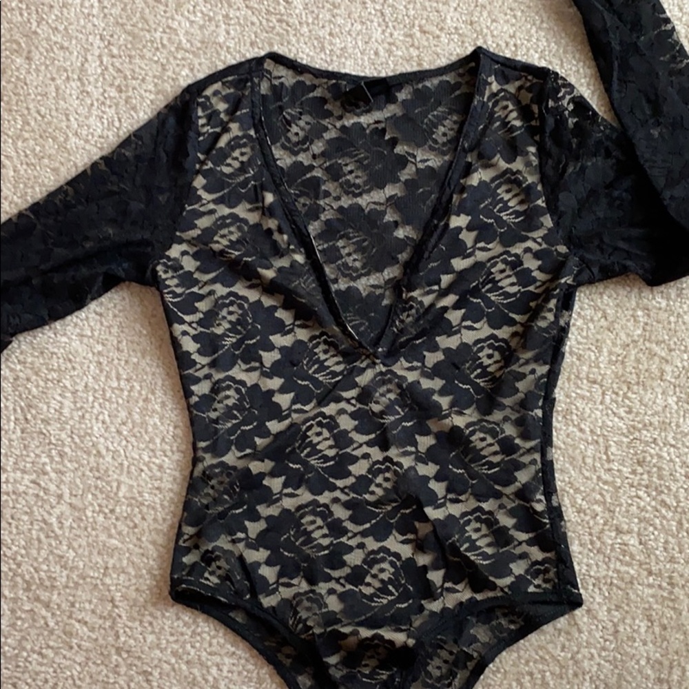 Laced thong body suit